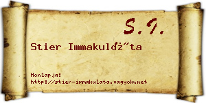 Stier Immakuláta névjegykártya